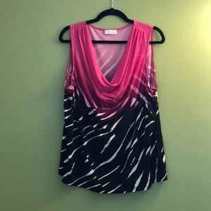 Calvin Klein cowl neck dressy pink and black tank